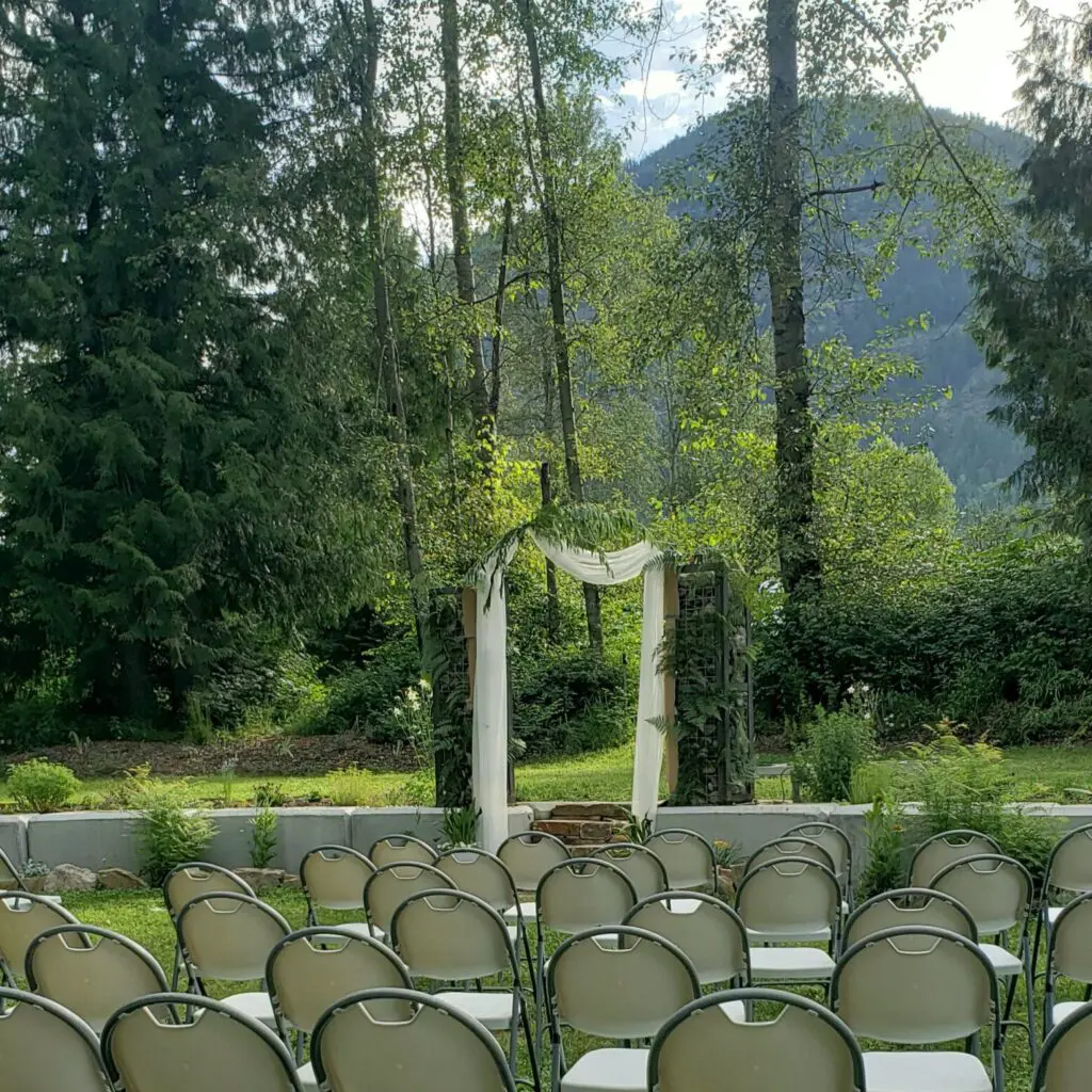 20250710_081522 wedding arch with chairs at For-rest Retreat